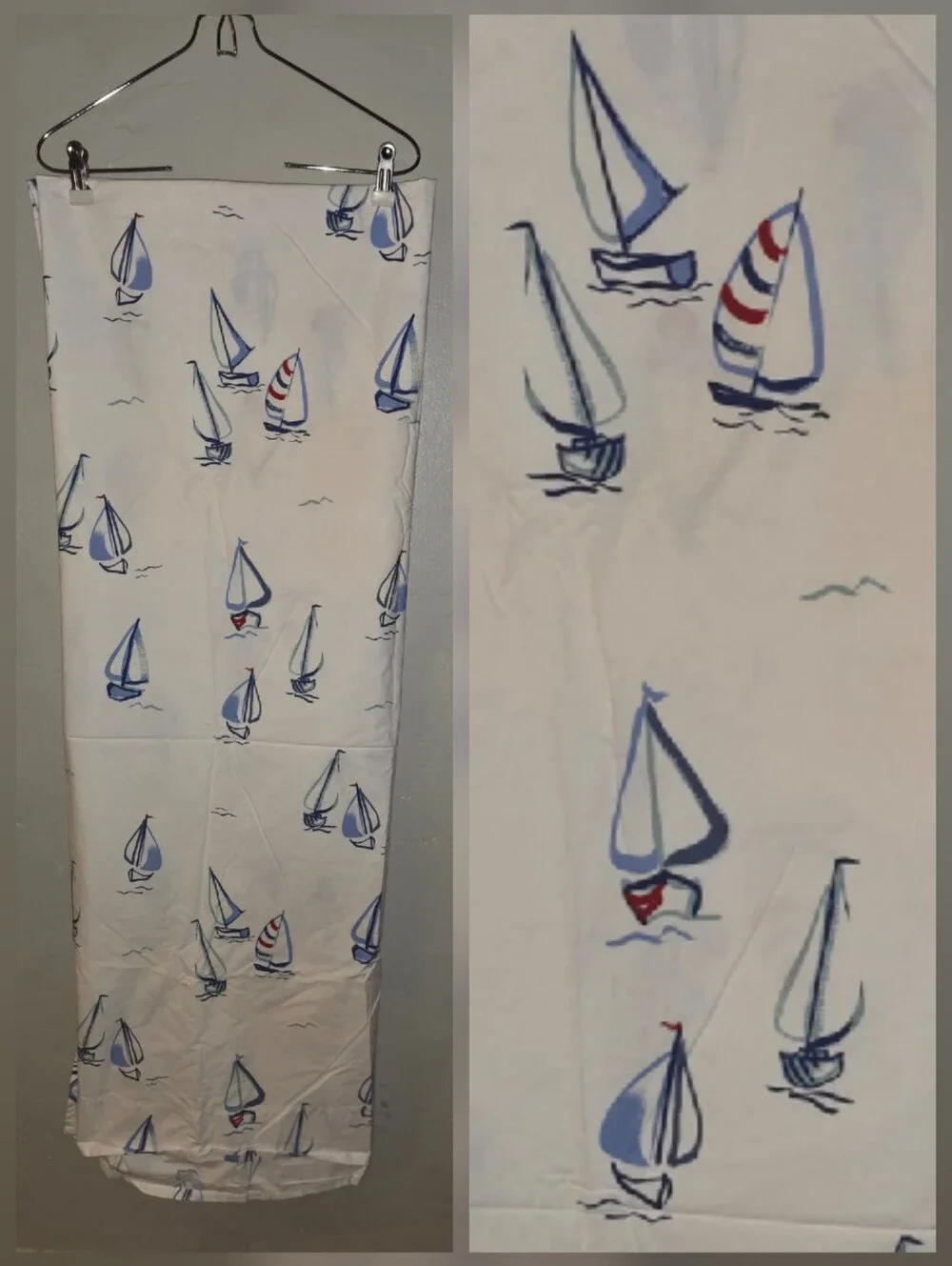Eddie Bauer Cotton Sailboat Print Twin Sheet Set 3 Peice